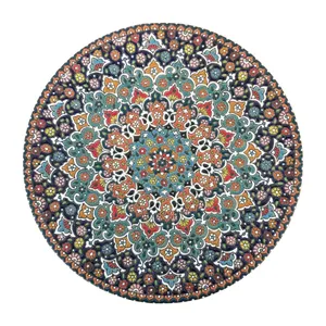 بشقاب مینا کاری سفالی طرح اسلیمی