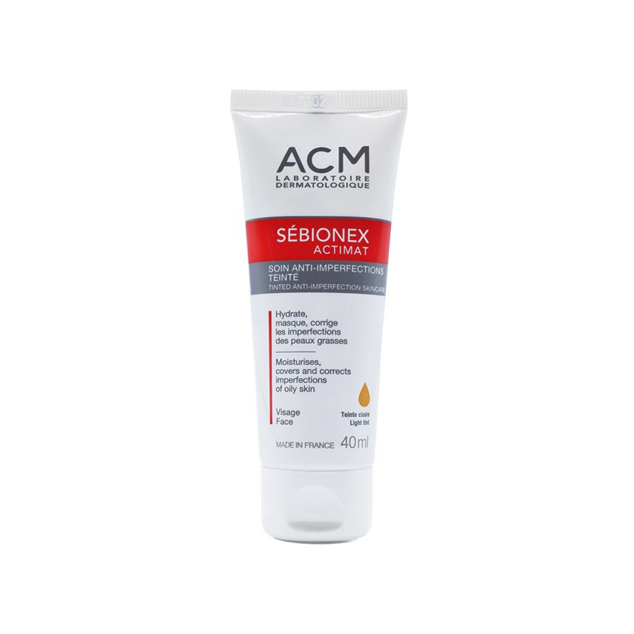 کرم مرطوب کننده رنگی Acm سری Sebionex Actimat مدل بژ روشن حجم ۴۰ میلی لیتر