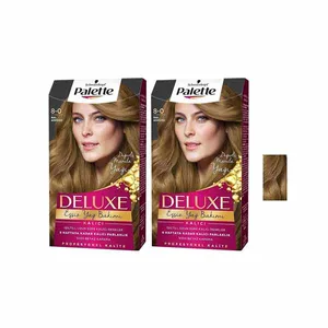  کیت رنگ مو پلت سری DELUX شماره 0-8 حجم 59 میلی لیتر رنگ عسلی مجموعه 2 عددی