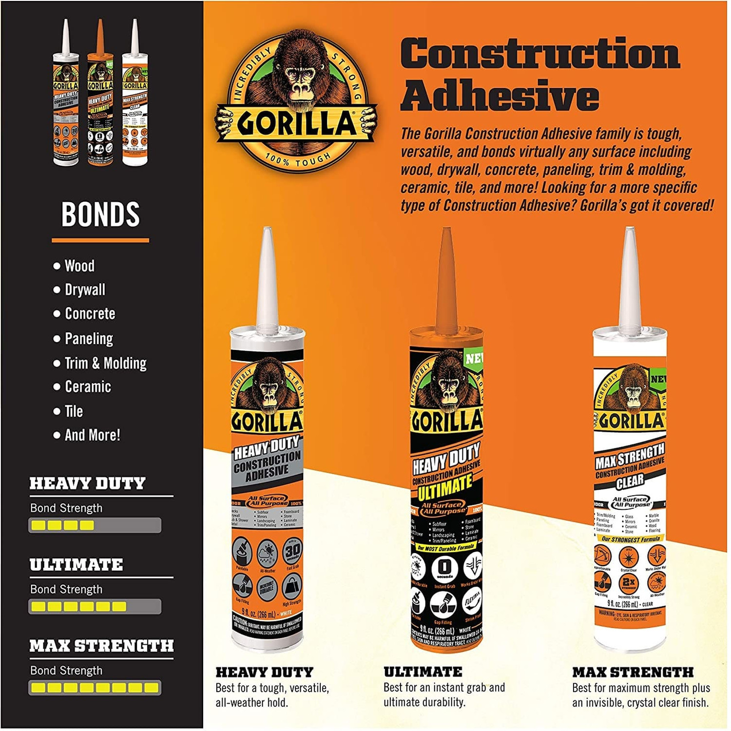 چسب سیلیکون گوریلا مدل 8010003 وزن 200 گرم