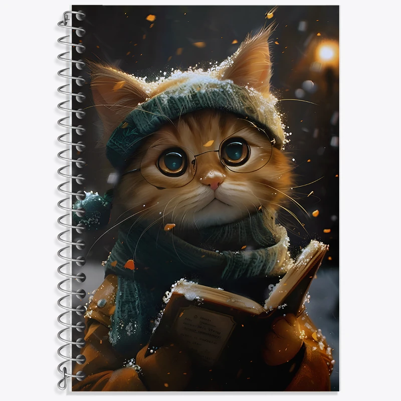 دفتر زبان 50 برگ خندالو مدل دو خط طرح گربه (cat) کد F7599