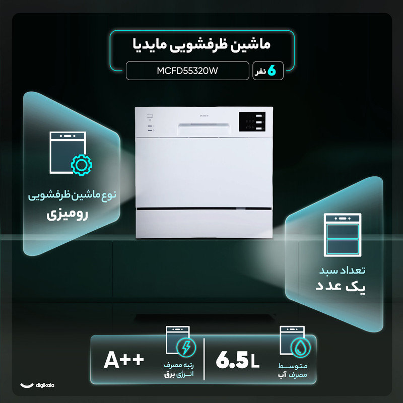 ماشین ظرفشویی 6 نفره مایدیا مدل MCFD55320W