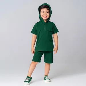 ست تی شرت کلاهدار و شلوارک پسرانه مادر مدل Taco رنگ سبز