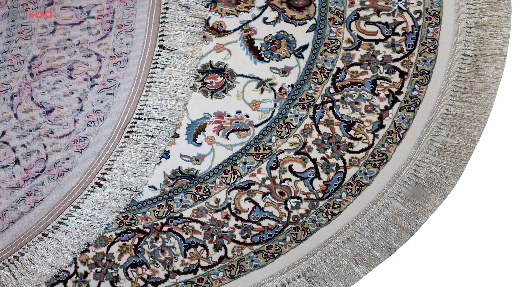 فرش ماشینی رادین اصفهان طرح گرد نائین حبیبیان رنگ زمینه صدفی