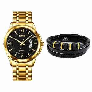 ساعت مچی عقربه‌ای کوارتز مردانه اسکمی مدل 9069GDBK به همراه دستبند