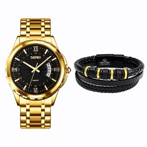 ساعت مچی عقربه‌ای کوارتز مردانه اسکمی مدل 9069GDBK به همراه دستبند