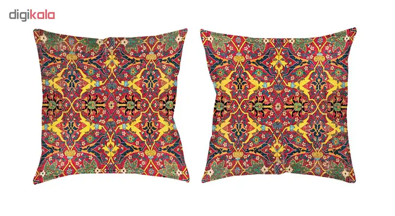 ست پاف به همراه دو کوسن 40 در40 سانت طرح فرش صفویه مدل FA3-P2
