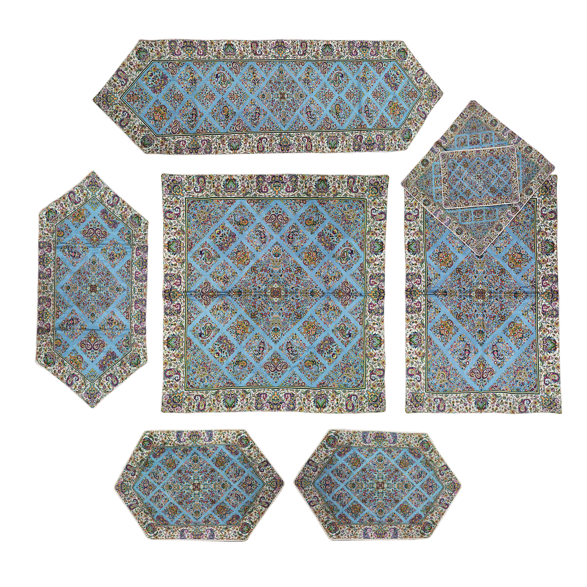 ست 8 تکه رومیزی ترمه سنتی یزد کد F1216