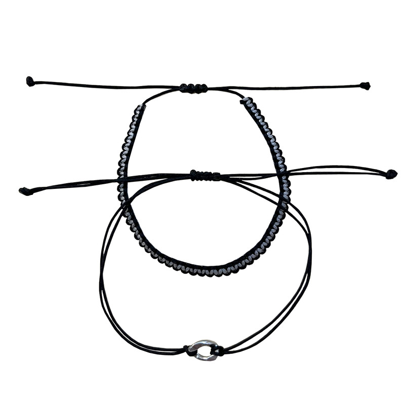 دستبند زنانه مدل مهره و بافت مجموعه 2 عددی