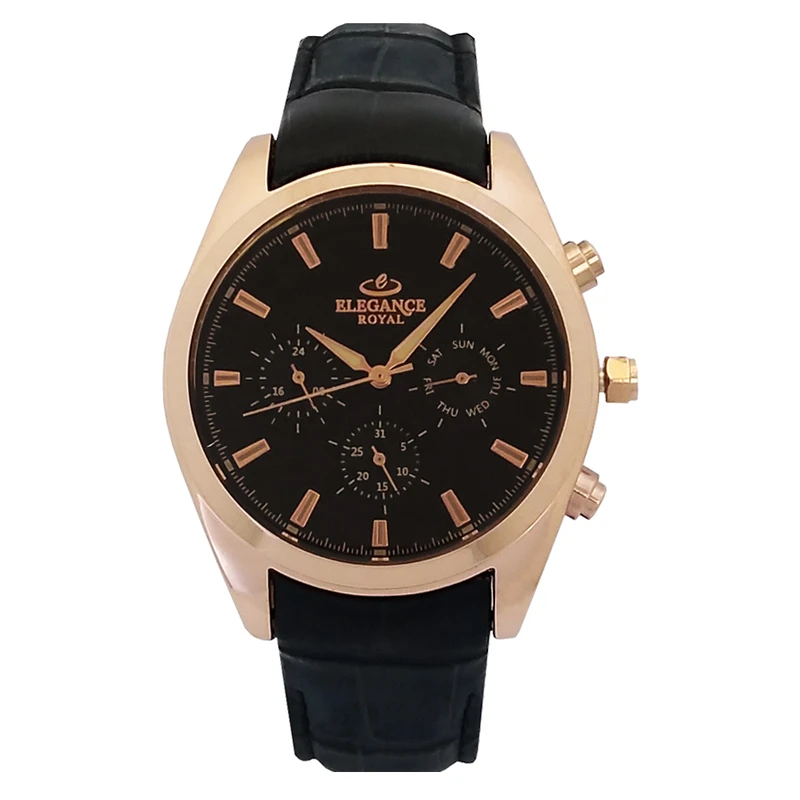 ساعت مچی عقربه‌ای کوارتز مردانه الگانس مدل سه موتور فعال فول تایم رویال کد EL520G