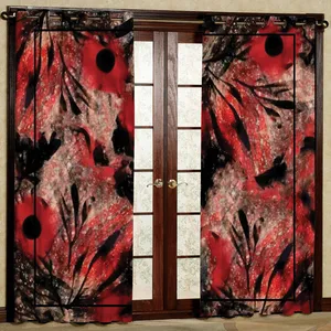 پرده مدل گل دارهازان پانچی کد 2099 سایز 140x200 سانتی متر