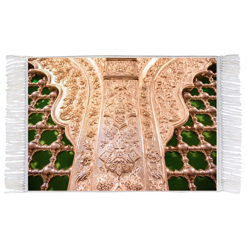 فرش ماشینی دیوارکوب اطلس آبی طرح ضریح حرم امام حسین مدل T2489 