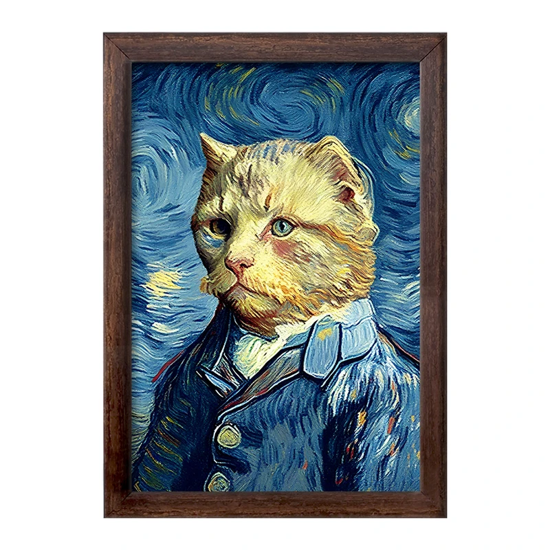 تابلو خندالو طرح گربه ونگوگ کد F4092