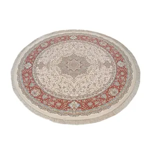 فرش ماشینی رویال گلد مدل گرد کد 2010 زمینه کرمی