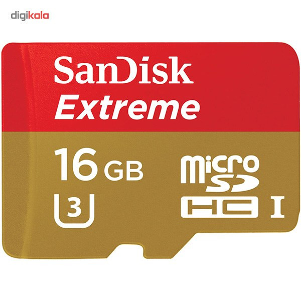 کارت حافظه microSDHC سن دیسک مدل Extreme کلاس 10 استاندارد UHS-I U3 سرعت 90MBps 600X همراه با آداپتور SD ظرفیت 16 گیگابایت