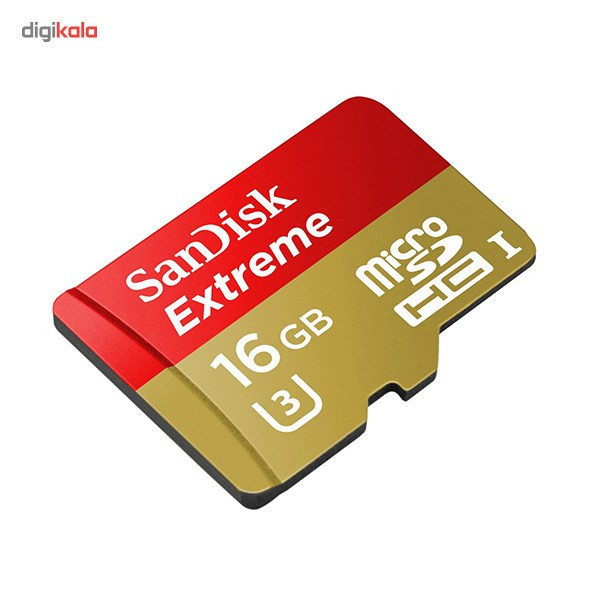 کارت حافظه microSDHC سن دیسک مدل Extreme کلاس 10 استاندارد UHS-I U3 سرعت 90MBps 600X همراه با آداپتور SD ظرفیت 16 گیگابایت