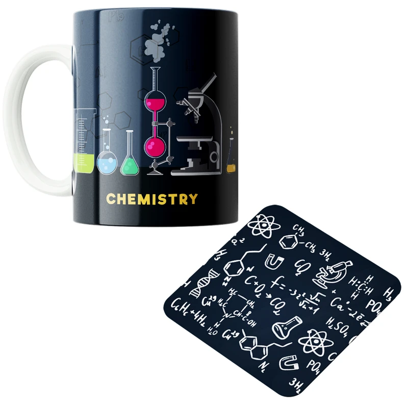 ماگ پاد آفرین مدل شیمی آزمایشگاه شیمیدان مهندس شیمی کد PZ416 به همراه زیرلیوانی