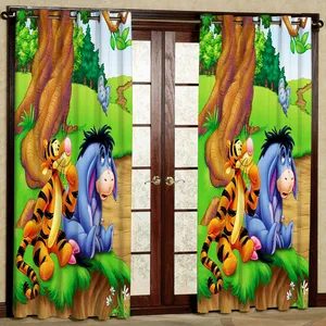 پرده مدل کارتون pooh هازان پانچی کد 4414 سایز 140x200 سانتی متر