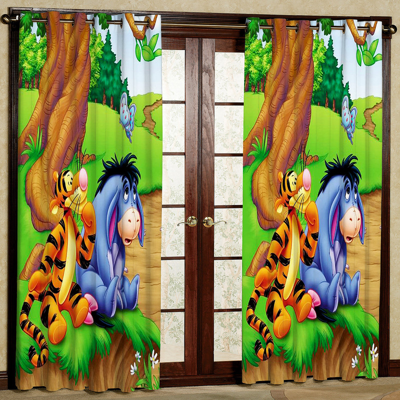 پرده مدل کارتون pooh هازان پانچی کد 4414 سایز 140x200 سانتی متر