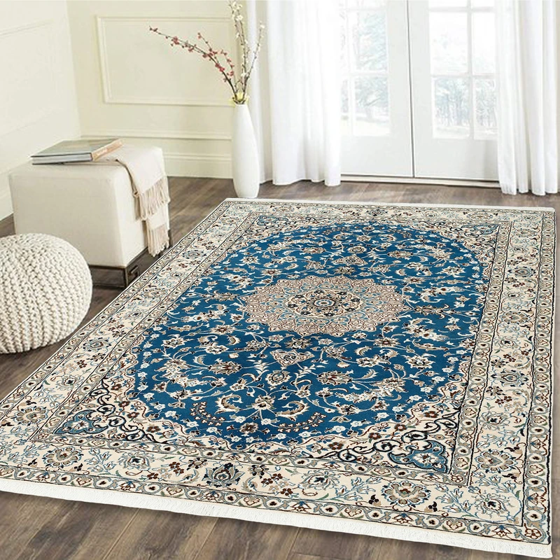 فرش دستبافت چهار متری مدل گل ابریشم نائین کد n543070n