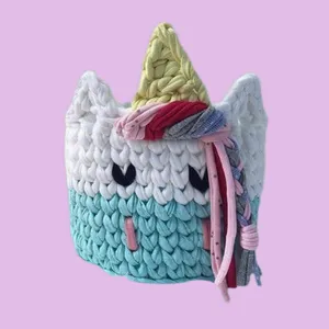 سبد قلاب بافی تریکو مدل اسب شاخ دار کد 14