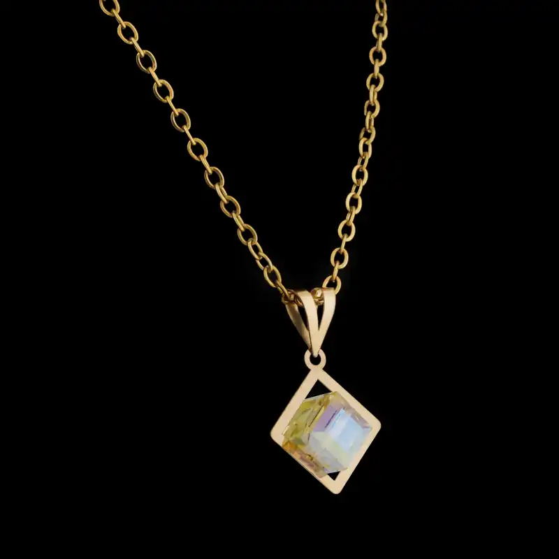 گردنبند طلا 18 عیار زنانه ناریا مدل مکعب نباتی