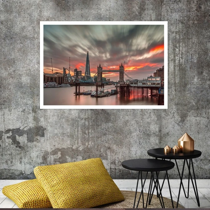 تابلو بکلیت طرح منظره پل تاور بریج لندن Tower Bridge مدل قاب شاسی W-s8070