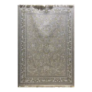 فرش ماشینی 1200 شانه زمینه نقره‌ای حاشیه نقره ای مدل 1227 نگین مشهد