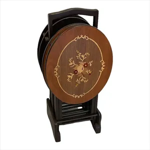 میز عسلی مدل تاشو بیضی مجموعه 4 عددی