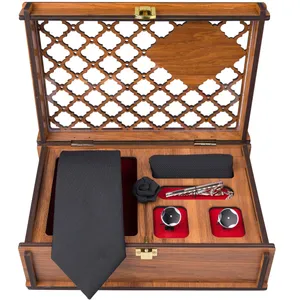 ست کراوات و دستمال جیب و دکمه سردست مردانه جیان فرانکو روسی مدل GF-PO999-BK-BOX 