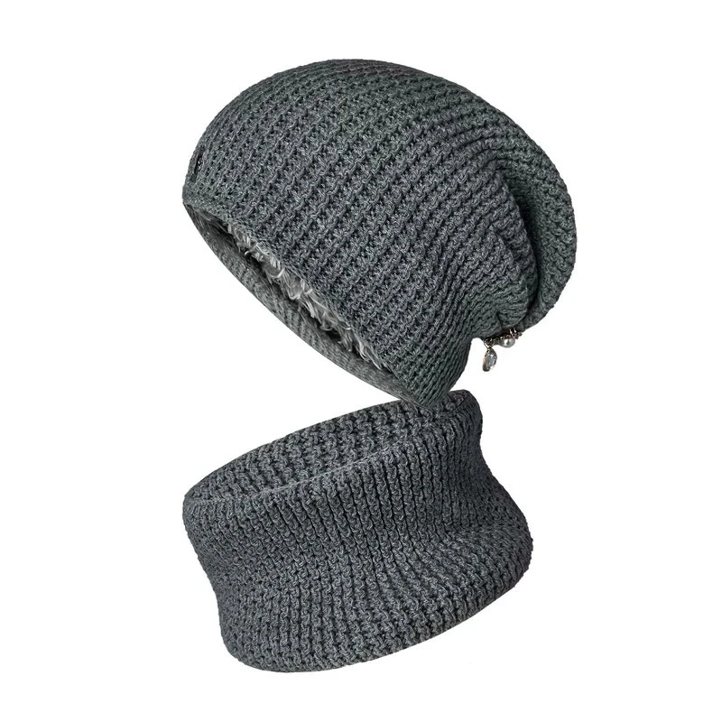 ست کلاه و شال گردن بافتنی مدل پشت سگک دار سام 429