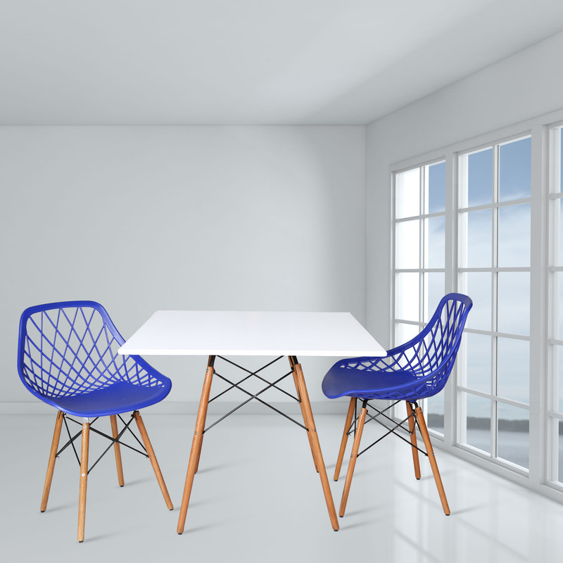 میز و صندلی ناهارخوری دو نفره مدل الماس فایبرگلاس پایه ایفلی MS
