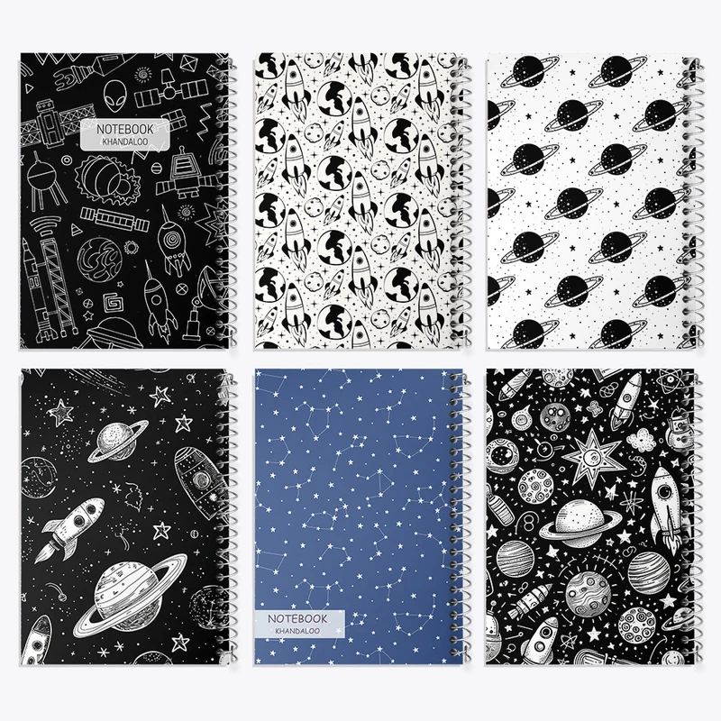 دفتر مشق 50 برگ خندالو طرح فضایی کد 148 مجموعه 6 عددی