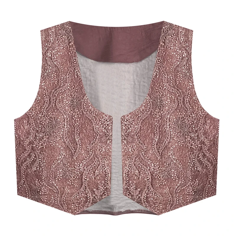 جلیقه رسمی زنانه مدل بابوس دانتل پولکدوزی کد AK1502