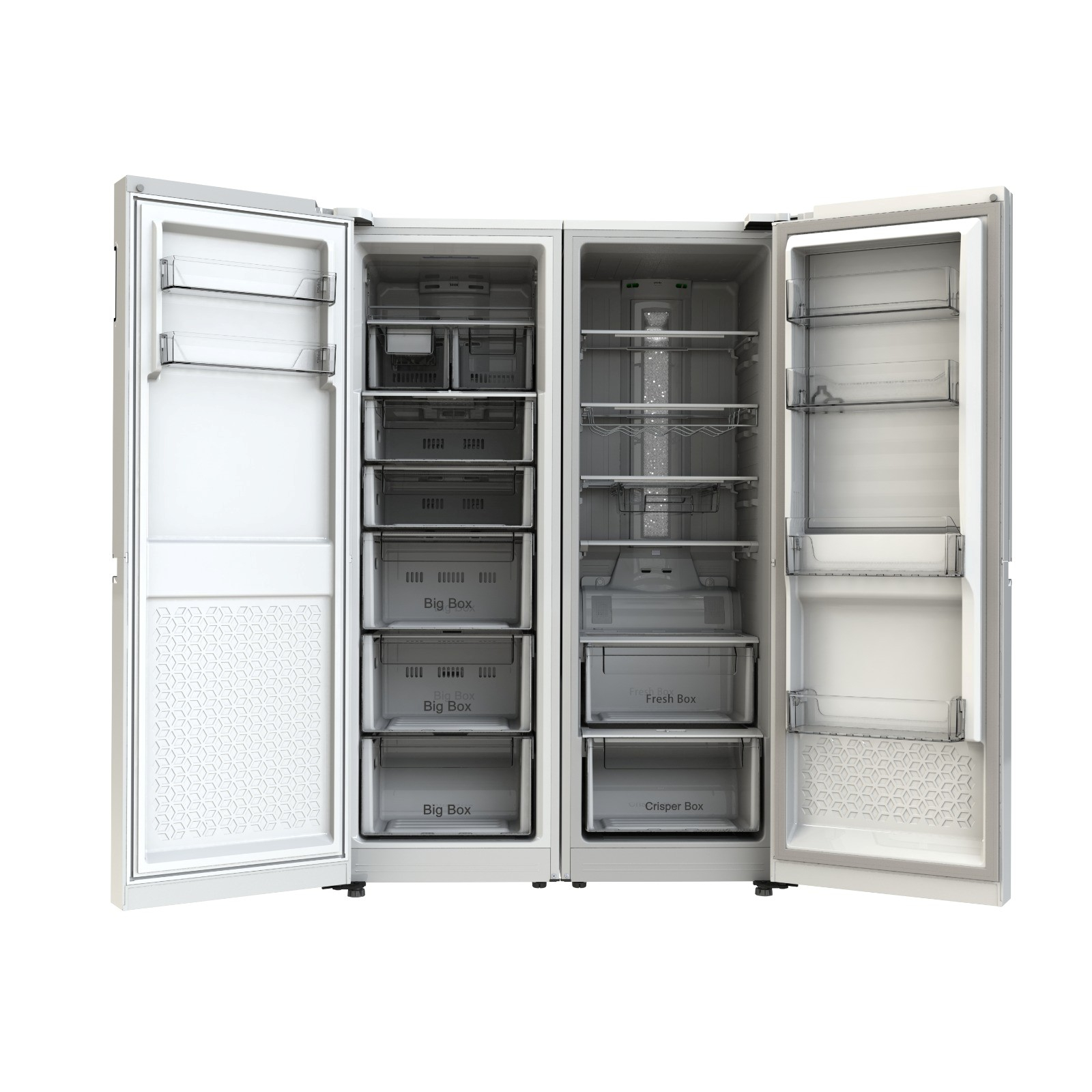 یخچال فریزر دوقلو 36 فوت دیپوینت مدل MasterPro-NRD15 S با ارتفاع 1800، پهنای 1200 و عمق 63 سانتی متر، میزان مصرف انرژی A+، دارای 5 طبقه در یخچال و 7 طبقه در فریزر، دارای سیستم نوفراست