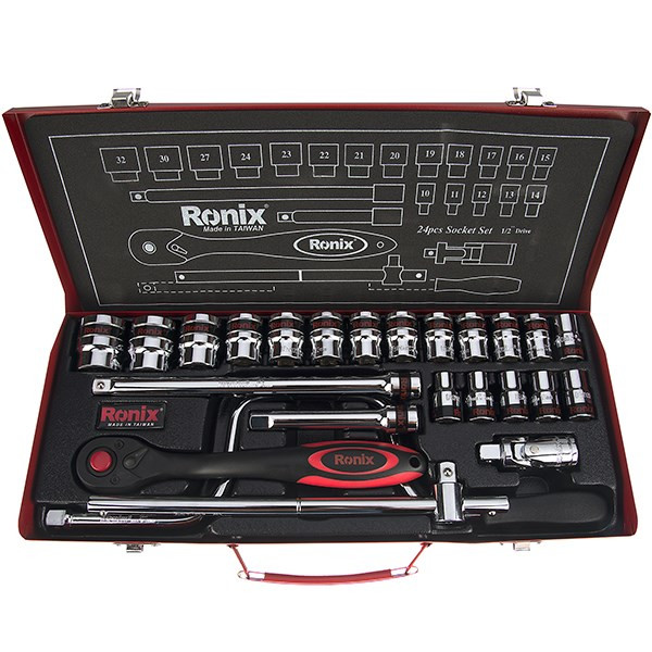 مجموعه 24 عددی آچار بکس رونیکس مدل RH-2624 با سری های 12 گوشه