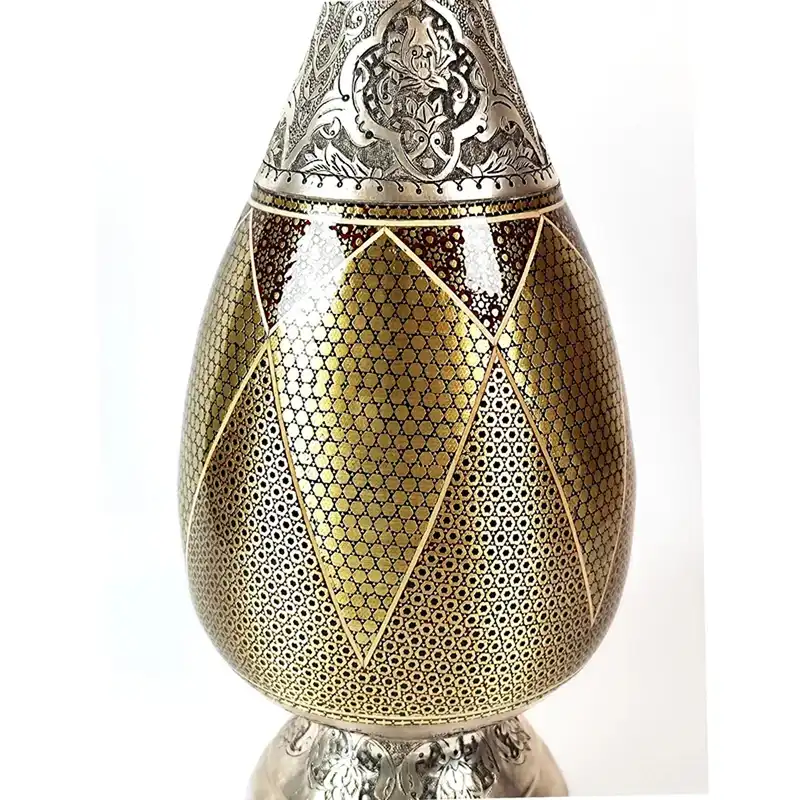 گلدان خاتم کاری طرح اسلیمی کد GH40 مجموعه 2 عددی