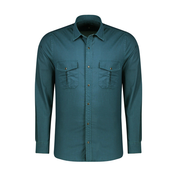 پیراهن آستین بلند مردانه پاتن جامه مدل 102721010222626 رنگ سبز آبی 