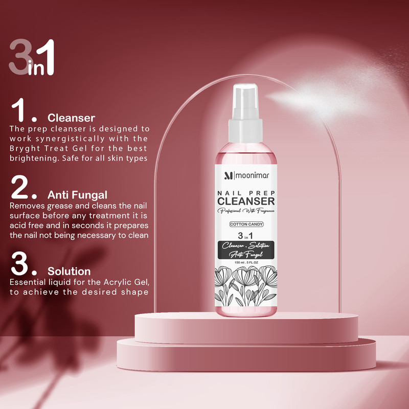 کلینزر کاشت ناخن مونیمار مدل cotton candy حجم 150 میلی لیتر