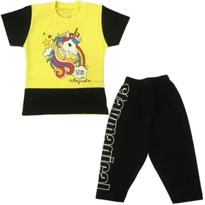 ست تی شرت و شلوارک دخترانه مدل ZX67