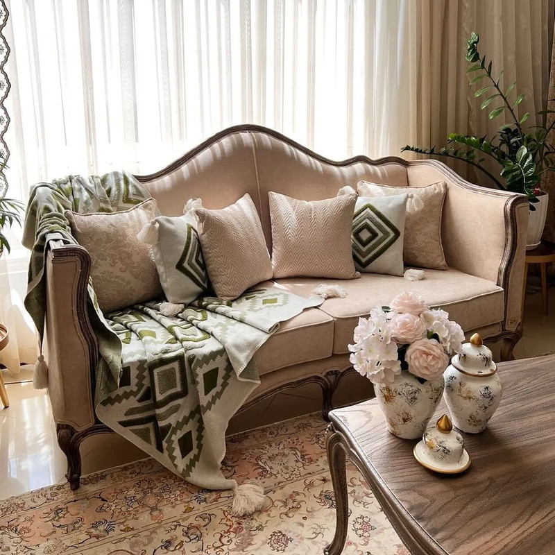 شال مبل و تخت مدل پانچدوزی سایز 142×175 سانتیمتر