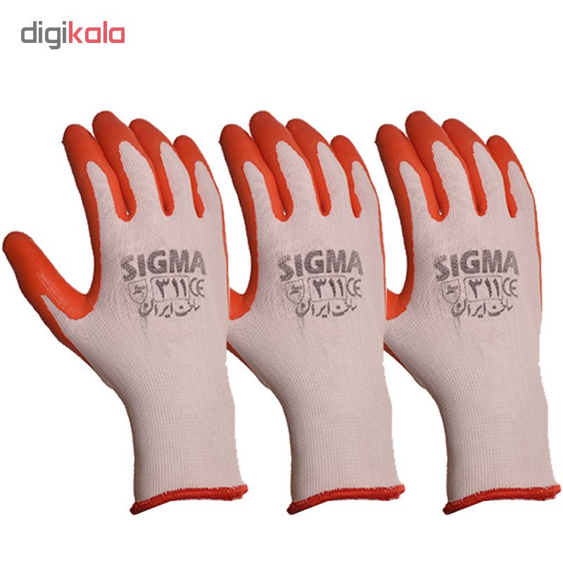 دستکش ایمنی سیگما کد 311 بسته 3 جفتی