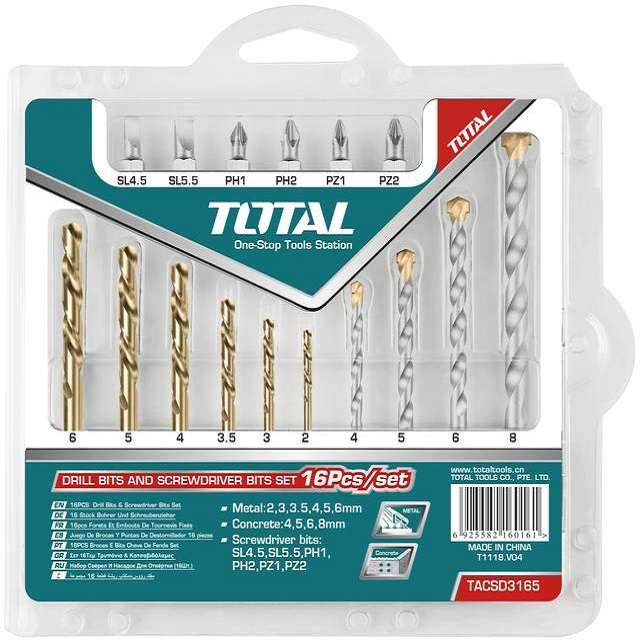 مته آھن  توتال مدل TACSD3165 بسته 16 عددی