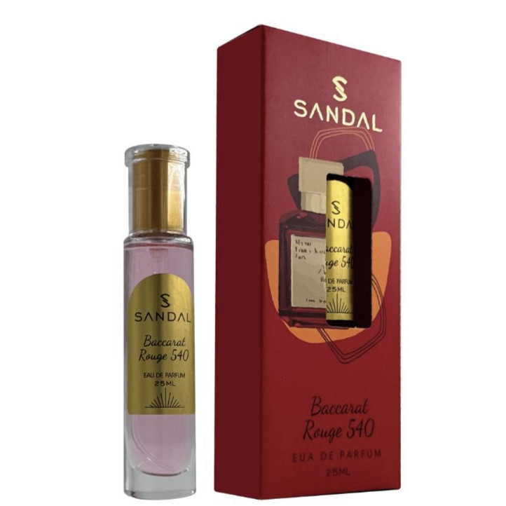 عطر جیبی زنانه صندل مدل باکارات رژ با رایحه تلخ حجم ۲۵ میلی‌لیتر