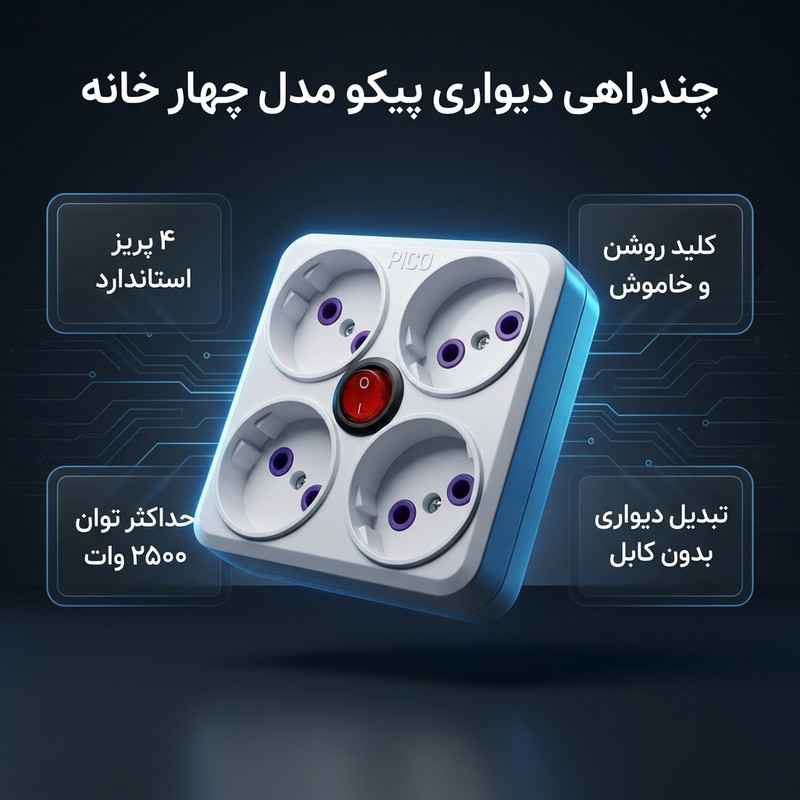 چندراهی دیواری پیکو مدل چهار خانه کلید دار 