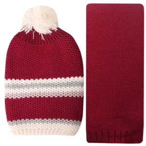 ست کلاه و شال گردن بافتنی بچگانه مدل PJ-107002