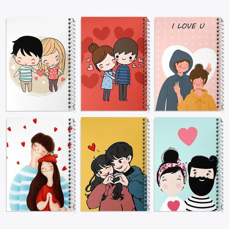 دفتر مشق 50 برگ خندالو طرح عاشقانه (Love) کد 249 مجموعه 6 عددی