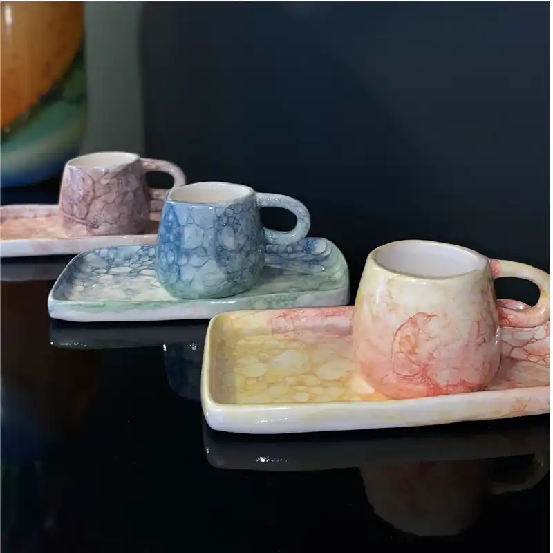 ست فنجان و نعلبکی سرامیکی مدل ابری