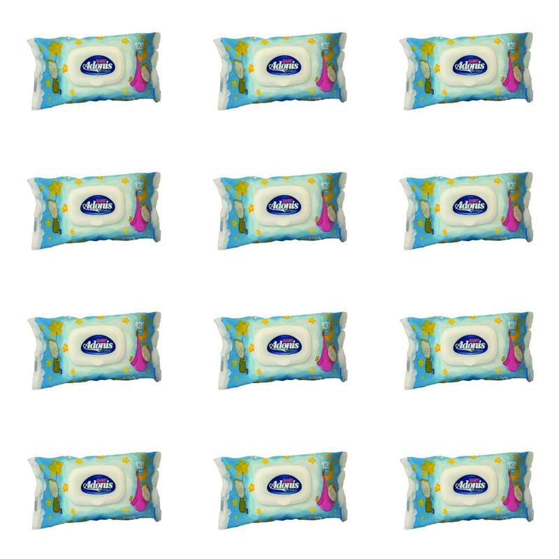 دستمال مرطوب کودک آدونیس مدل new دوازده بسته 120 عددی