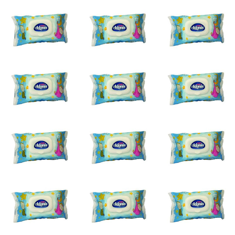 دستمال مرطوب کودک آدونیس مدل new دوازده بسته 120 عددی